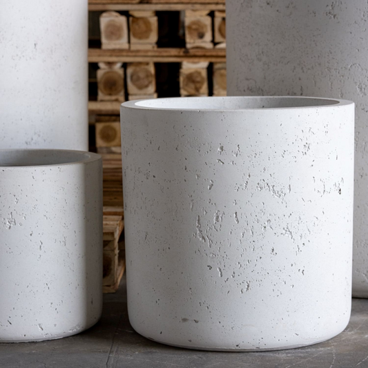 Aurella | White Mist – 100cm XXL Concrete Cylinder Planter – 621L Round Plant Pot