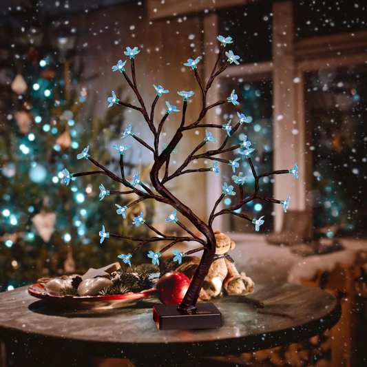 Cherry Blossom Tree Lamp Flower, 36 Led Colour Changing, Brown Twig Tree Christmas Decorations Indoor Home Bedroom Tabletop Decoration