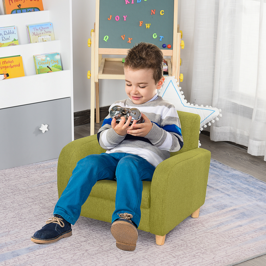 HOMCOM Child Armchair Wood Frame with Padding Seat Low-Rise Bedroom