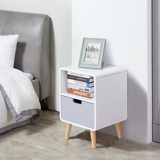 Scandinavian Nordic Style Bedside Table End Nightstand Lamp Desk With Drawer
