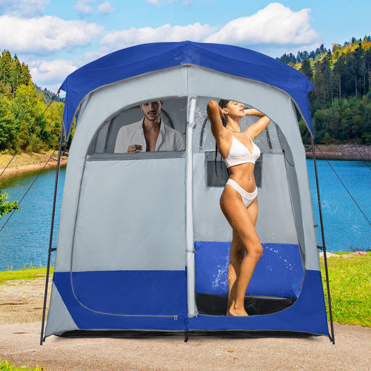 2 Rooms Privacy Shelter Tent with Removable Rain Fly-Blue