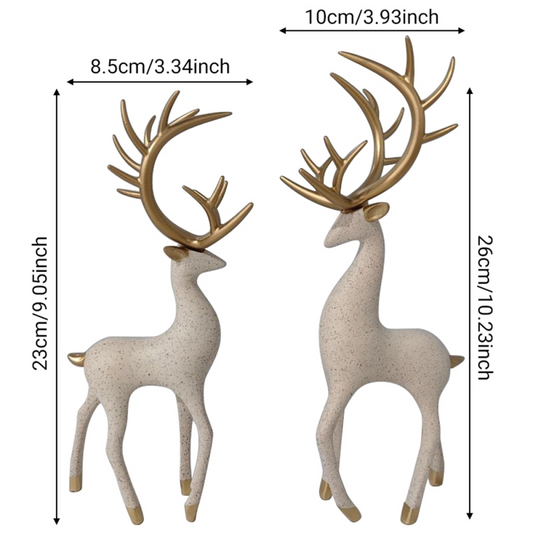 Deer Sculpture Decoration Animal Statue Reindeer Figurines Deer Statue Decor for Bedroom, Beige