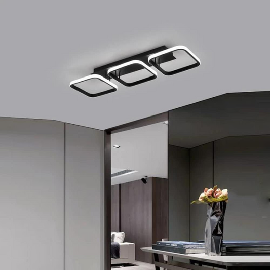 Modern LED Semi Flush Mount Ceiling Light, Minimalist Art Deco Ceiling Light Close to Ceiling Light, 3 color, Home Ceiling Lighting for Bedroom Kitchen Aisle Balcony (Black, Square, White Light,