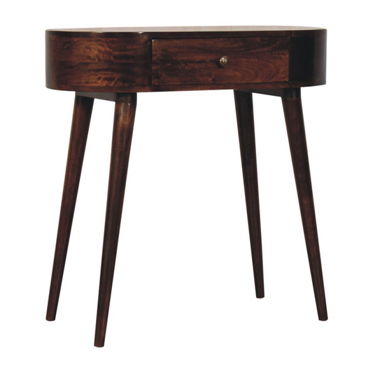 Artisan Furniture Solid Wood California Walnut Rounded Small Console Table, Brown, 1 Drawer