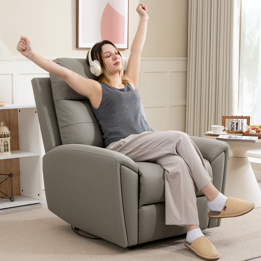 HOMCOM Recliner Armchair, Manual Reclining Chair for Living Room, Grey