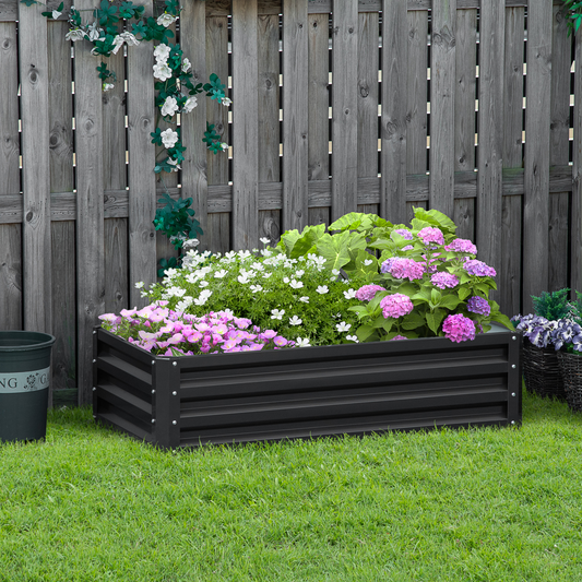 Raised Garden Bed Steel Planter Growing Box for Vegetables Flowers Grey