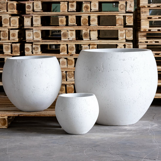 Orbello | White Mist – 110cm XXL Concrete Sphere Planter – 686L Round Plant Pot
