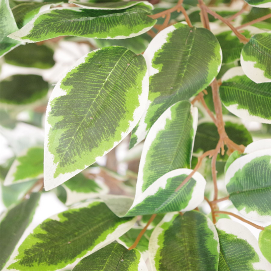 130cm LARGE Realistic White Edge Ficus Artificial Plant Tree Copper Metal Planter