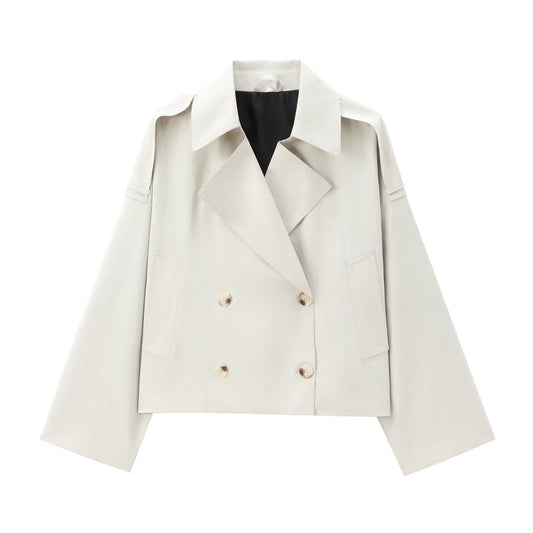 Women's British Style Short Lapel Trench Coat