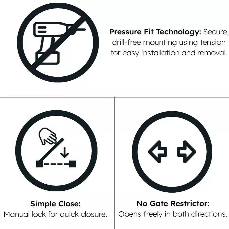 2x FYLO Baby Safety Stair Gate Pressure Fit Extra Wide | Luxury Home Accessories | Heulog Glow