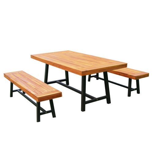 3 Pieces Acacia Wood Picnic Dining Set Outdoor Indoor Furniture Outsunny | Luxury Home Accessories | Heulog Glow