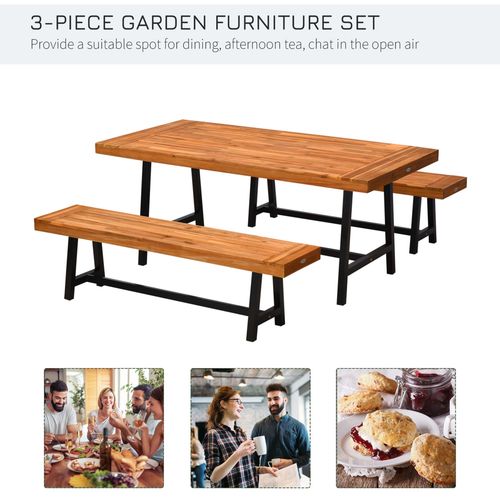 3 Pieces Acacia Wood Picnic Dining Set Outdoor Indoor Furniture Outsunny | Luxury Home Accessories | Heulog Glow