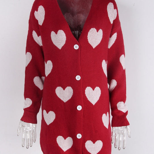 Fashion Love Mid-length Coat Sweater Women