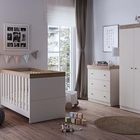 Little Acorns Burlington Cot Bed - Cashmere & Truffle Oak