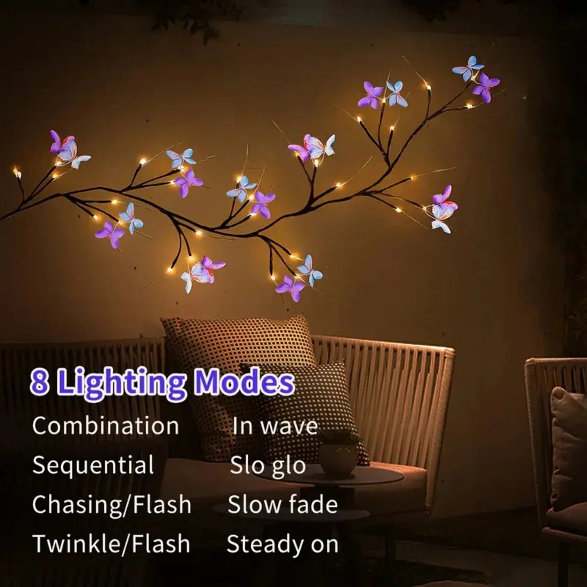30LED Enchanted Willow Vine Light With Butterfly | Luxury Home Accessories | Heulog Glow