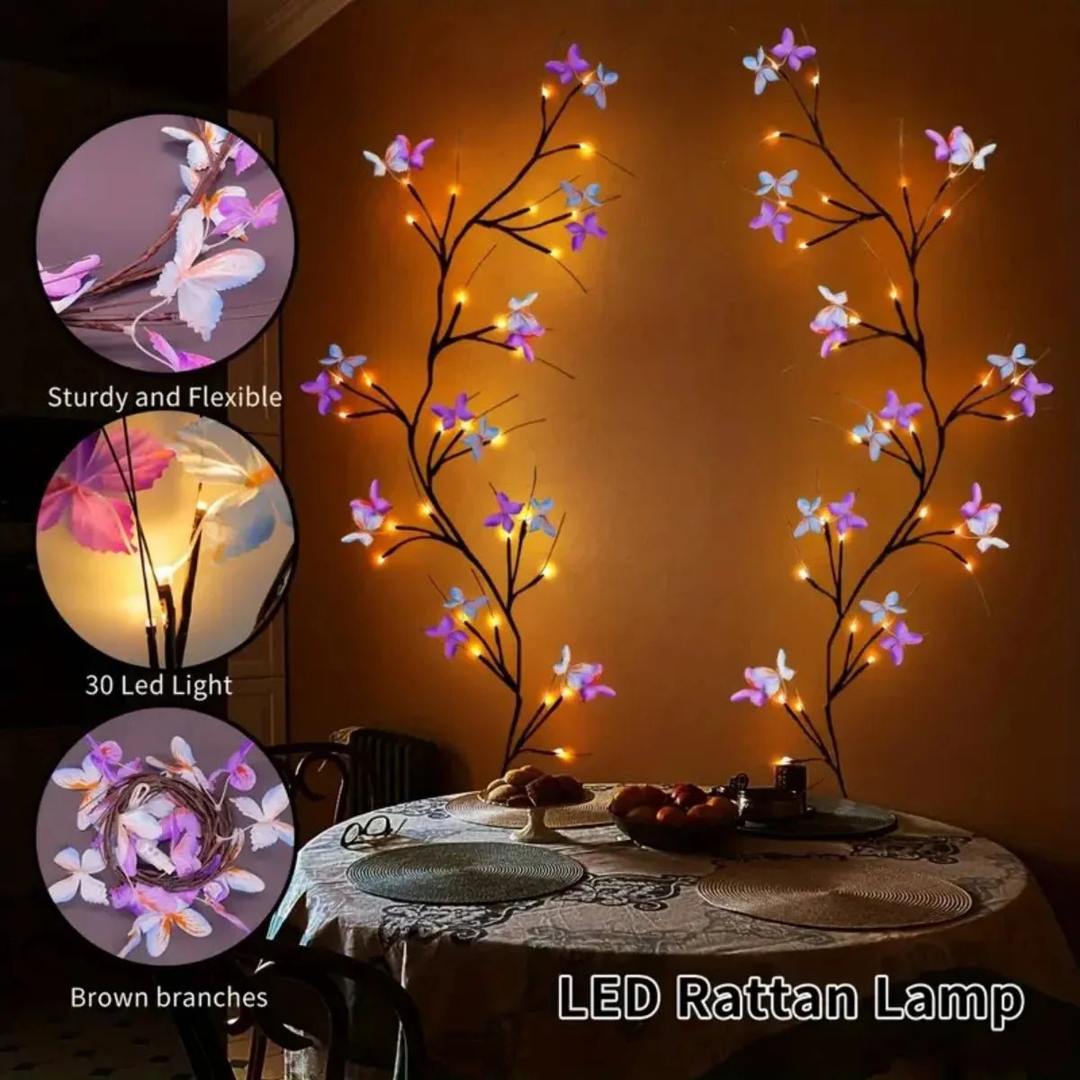 30LED Enchanted Willow Vine Light With Butterfly | Luxury Home Accessories | Heulog Glow