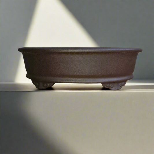 31cm Premium Unglazed Bonsai Pot | Oval | 31cm x 24cm x 9cm | Brown | Luxury Home Accessories | Heulog Glow