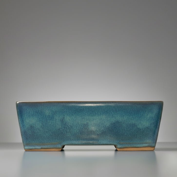 32cm Glazed Bonsai Pot | Rectangle | 32cm x 23cm x 9cm | Blue | Luxury Home Accessories | Heulog Glow