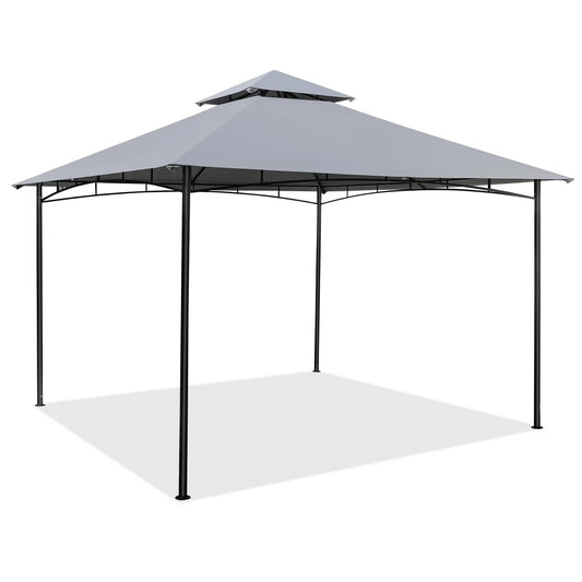 330 x 330 cm Patio Gazebo Outdoor Gazebo with Heavy-Duty Metal Frame-Gray