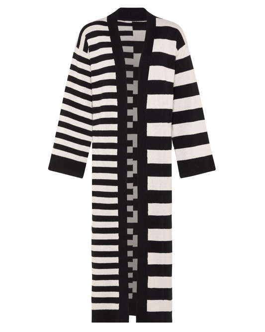 Multi-Striped Wool & Cashmere Knitted Cardigan Long