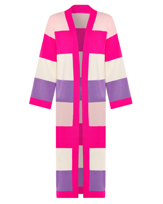 Multicolour Striped Cardigan Long Wool & Cashmere