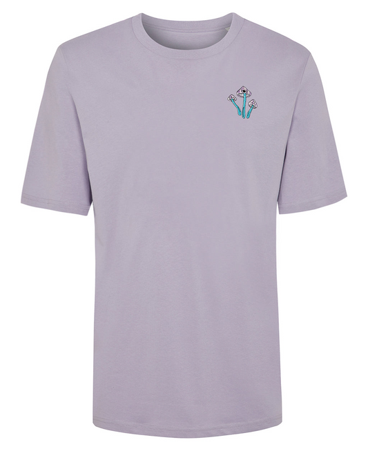 Fungi Embroidered Organic Cotton T-Shirt Lilac