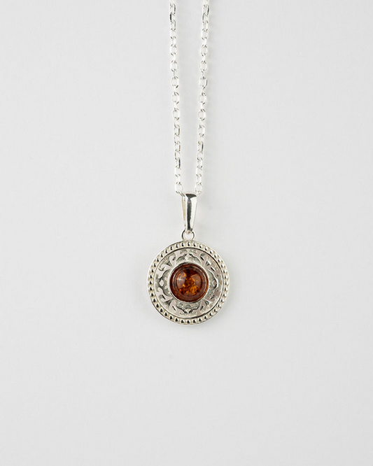 Floral Disc Pendant Necklace