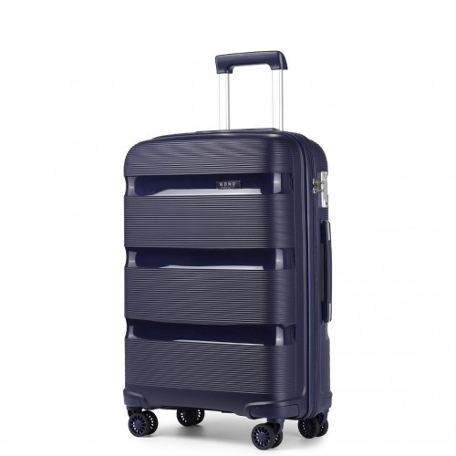 K2092L - Kono 20 Inch Bright Hard Shell PP Carry-On Suitcase In Cabin Size - Navy