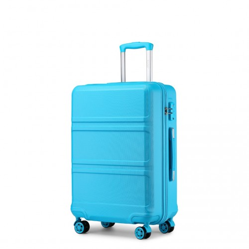 K1871-1L - Kono ABS 24 Inch Sculpted Horizontal Design Suitcase - Blue