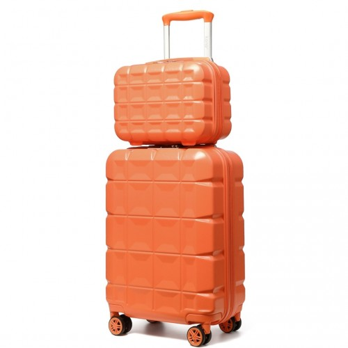 K2292L - Kono 13/20 Inch Lightweight Hard Shell ABS Cabin Suitcase With TSA Lock And Vanity Case - Orange