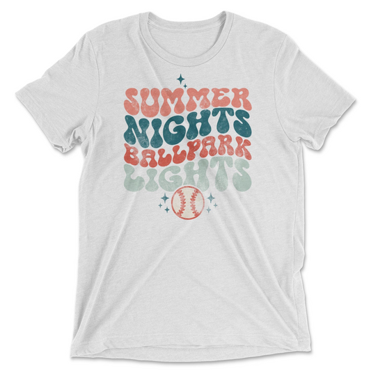 Summer Nights Ballpark Lights (Baseball) Tee