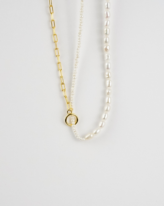 Chain Link Pearl Necklace
