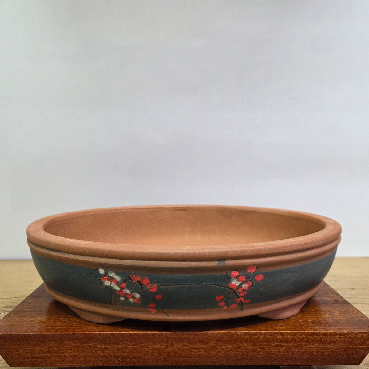 34cm Premium Unglazed Bonsai Pot | Oval | 34cm x 26cm x 8cm | Painted | Luxury Home Accessories | Heulog Glow