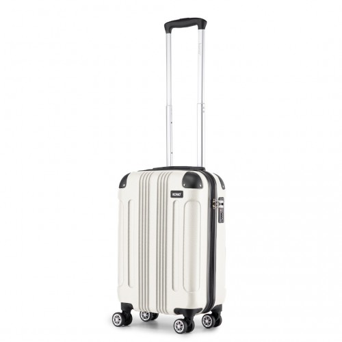 K1777-1L - Kono 19 Inch ABS Lightweight Compact Hard Shell Cabin Suitcase Travel Carry-On Luggage - Beige