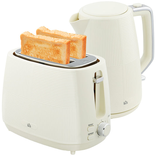 HOMCOM 1.7L Fast Boil Electric Kettle and 2 Slice Water Toaster Set