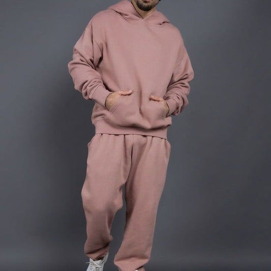 Men's Casual Loose Solid Color Hooded Sweatshirt Pants