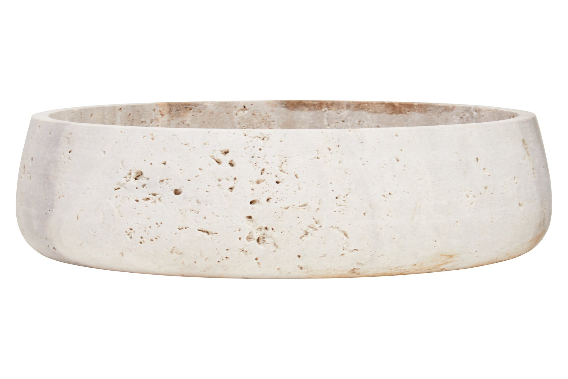 Tibor Travertine Bowl with Raised Edges