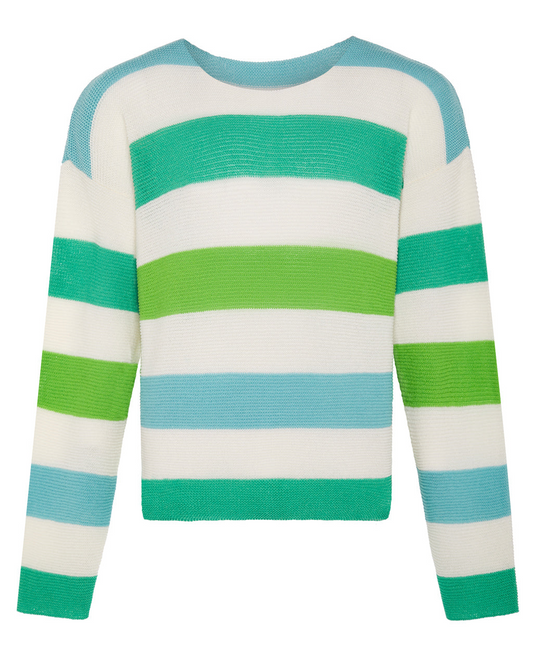 Striped Dropped Shoulder Top Green & Blue