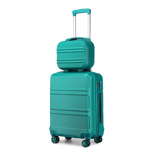 K1871-1L - Kono ABS 4 Wheel Suitcase Set with Vanity Case - Teal