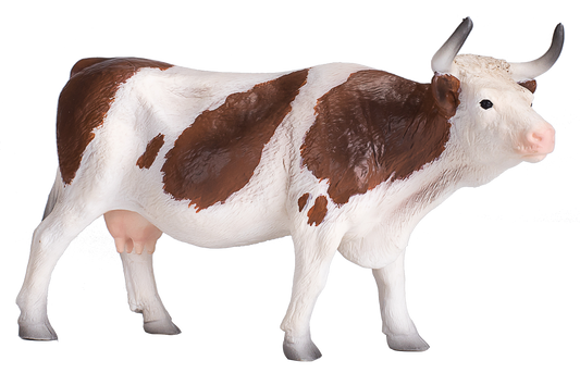 Simmental Cow Toy Realistic Farm Animal Figurine