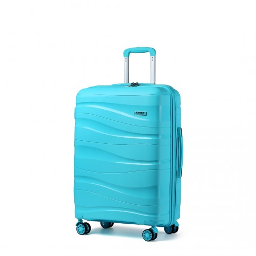 K2094L - Kono 24 Inch Lightweight Polypropylene Hard Shell Suitcase With TSA Lock - Blue