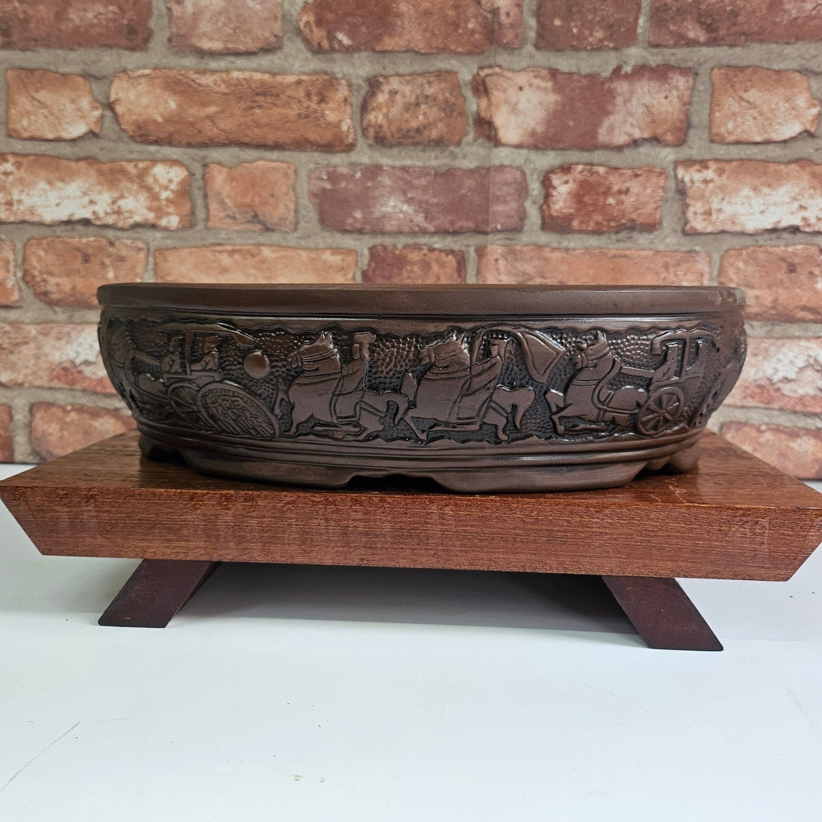 39cm Premium Unglazed Bonsai Pot | Oval | 39cm x 30cm x 11cm | Brown | Luxury Home Accessories | Heulog Glow