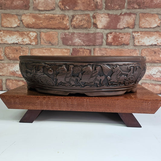 39cm Premium Unglazed Bonsai Pot | Oval | 39cm x 30cm x 11cm | Brown | Luxury Home Accessories | Heulog Glow