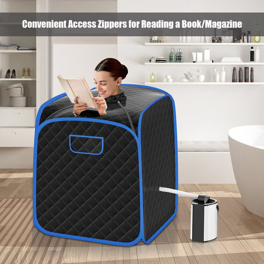 3L Folding Personal Spa Steam Pot with Chair-Black