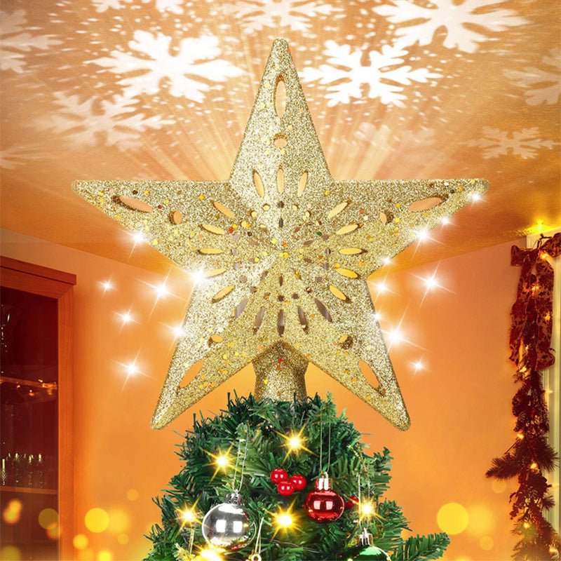 3D LED Christmas Tree Topper Star | Snowflake Projector | Glitter Silver & Gold | Rotating Light | Home Xmas Decoration | Michan Direct | Luxury Home Accessories | Heulog Glow