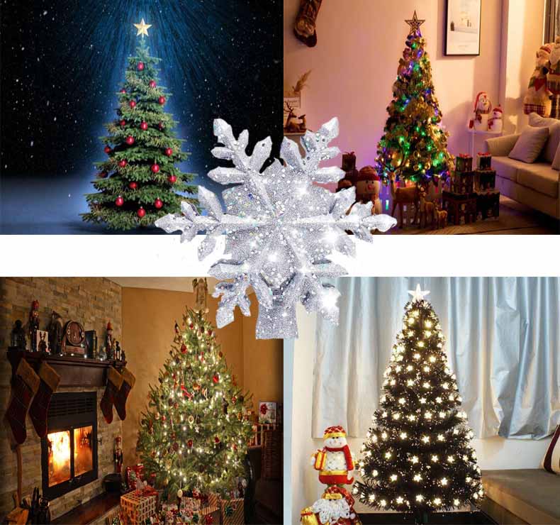3D LED Christmas Tree Topper Star | Snowflake Projector | Glitter Silver & Gold | Rotating Light | Home Xmas Decoration | Michan Direct | Luxury Home Accessories | Heulog Glow