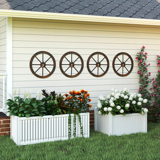 4 Pieces Rustic Wood Wagon Wheels for Party Bar Garage Home Garden