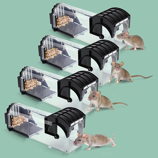 4 Pack Humane Mouse Traps Indoors & Outdoor | Luxury Home Accessories | Heulog Glow