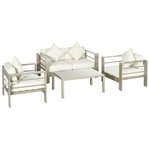4 PCs Aluminium Garden Furniture Set w/ Thick Padded Cushion | Luxury Home Accessories | Heulog Glow