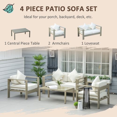 4 PCs Aluminium Garden Furniture Set w/ Thick Padded Cushion | Luxury Home Accessories | Heulog Glow